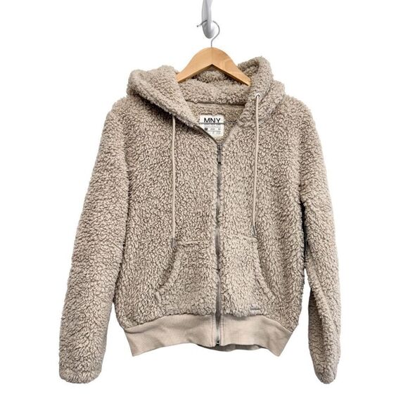 Marc New York Teddy Bear Hooded Jacket Size Extra Small Tan Fleece Full Zip NWT - Picture 1 of 10